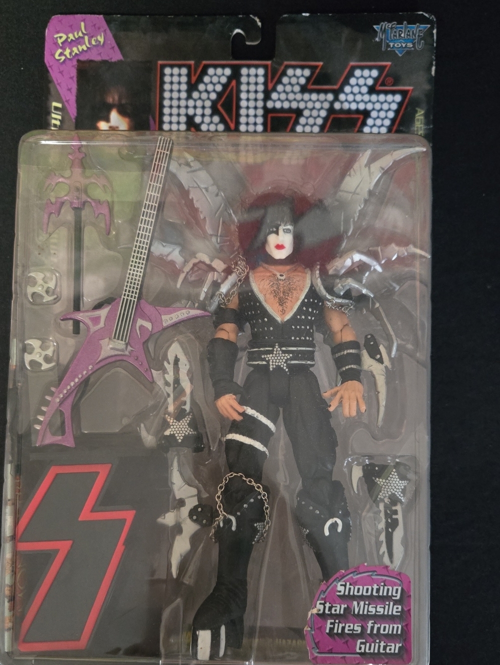 Kiss Paul Stanley Action Figure - Black & Purple Stage Outfit